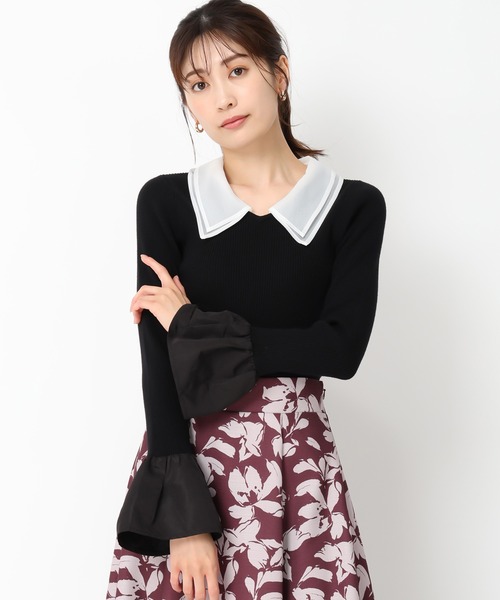 「MISCH MASCH」 長袖ニット フリ- ブラック レディース_画像5