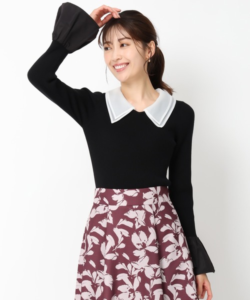 「MISCH MASCH」 長袖ニット フリ- ブラック レディース_画像8