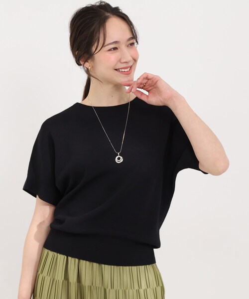 ショートスリーブ半袖ニットセーター　新品未使用ブラックサイズL SHOO・LA・RUE（シューラルー） ニット セーター 「毎日洗える/UV