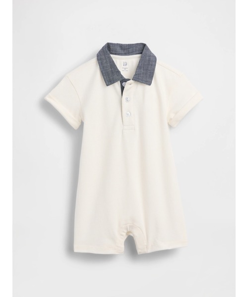 GAP（ギャップ） ベビー服 ロンパース ピケ ポロ襟 ショートオール 