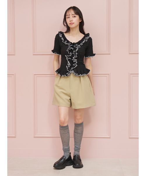 snidel シンプルショートパンツ BLK 1 SNIDEL（スナイデル） パンツ シンプルショートパンツ レディース