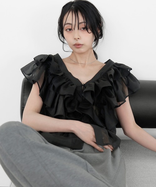 トゥモローランド コレクション シアーブラウス プリーツ フリル 