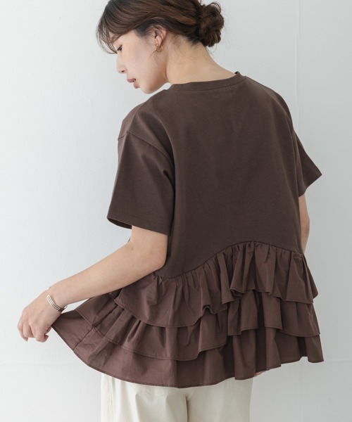 tシャツ ペプラムフリルカットソー レディースの画像