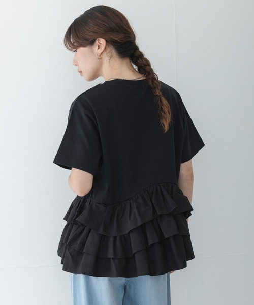 tシャツ ペプラムフリルカットソー レディースの画像