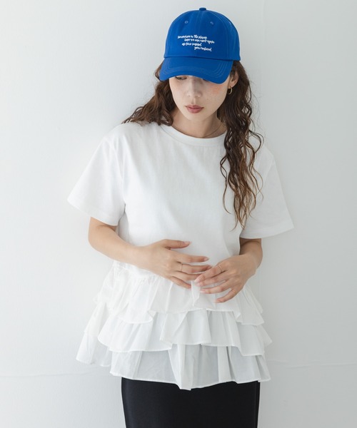 tシャツ ペプラムフリルカットソー レディースの画像