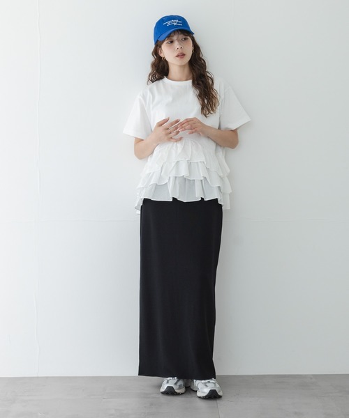 tシャツ ペプラムフリルカットソー レディースの画像