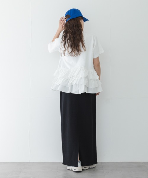 tシャツ ペプラムフリルカットソー レディースの画像