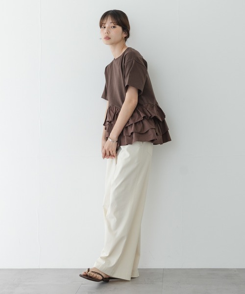 tシャツ ペプラムフリルカットソー レディースの画像