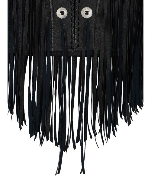 ベスト ジレ WESTERN FRINGE SYNTHETIC LEATHER VEST レディースの画像