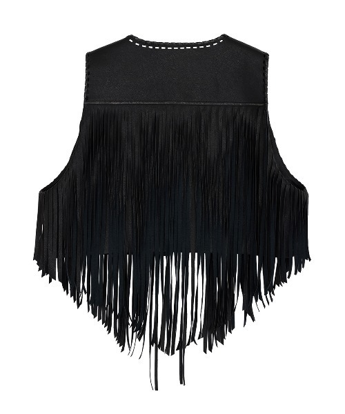 ベスト ジレ WESTERN FRINGE SYNTHETIC LEATHER VEST レディースの画像