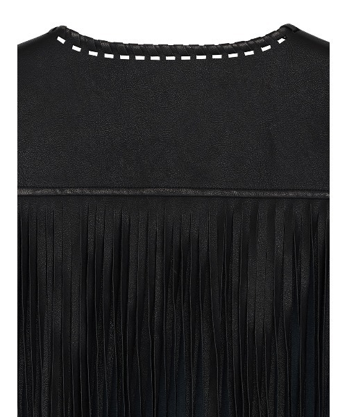 ベスト ジレ WESTERN FRINGE SYNTHETIC LEATHER VEST レディースの画像