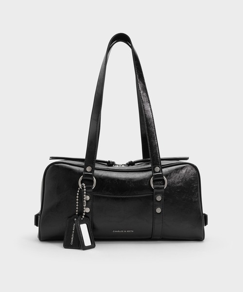 CHARLES & KEITH ショルダーバッグ ハンドバッグ サテン ブラック CHARLES ＆ KEITH（チャールズ&キース） ショルダーバッグ バッグ