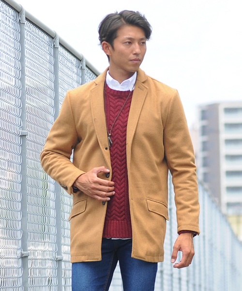 【極美品】N. HAMILTON LAMBSWOOL チェスターコート ボルドー 極美品】N. HAMILTON LAMBSWOOL チェスターコート ボルドー