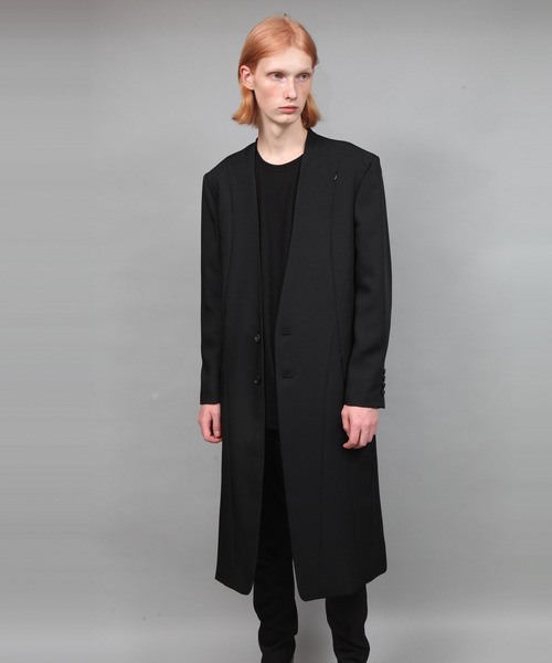 チェスターコート コート COLLARLESS COAT メンズの画像