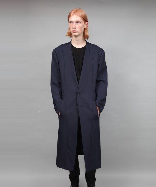 チェスターコート コート COLLARLESS COAT メンズの画像