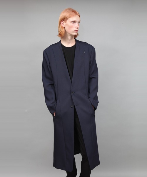 チェスターコート コート COLLARLESS COAT メンズの画像