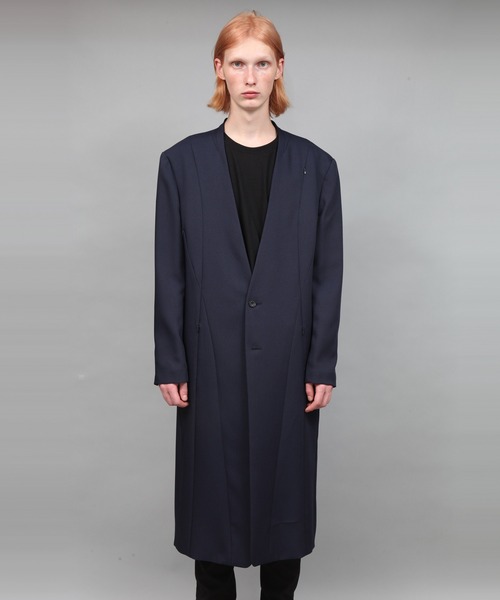 チェスターコート コート COLLARLESS COAT メンズの画像