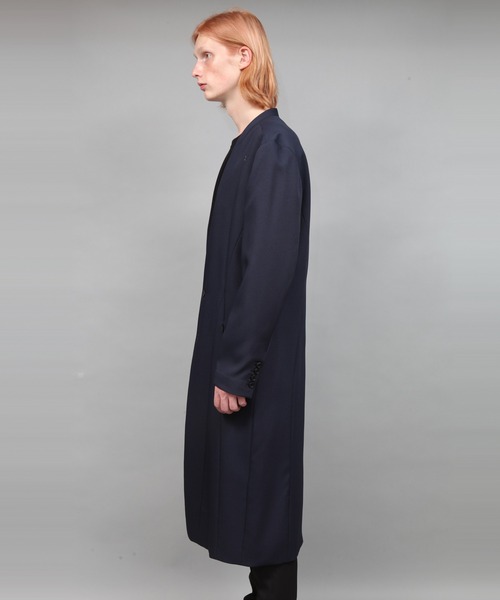 チェスターコート コート COLLARLESS COAT メンズの画像