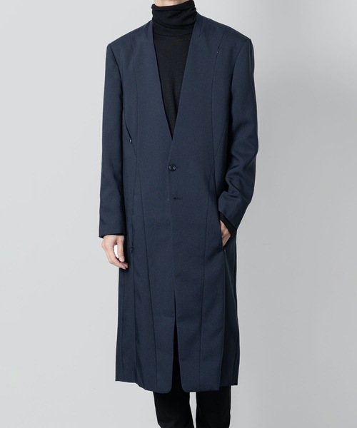 チェスターコート コート COLLARLESS COAT メンズの画像