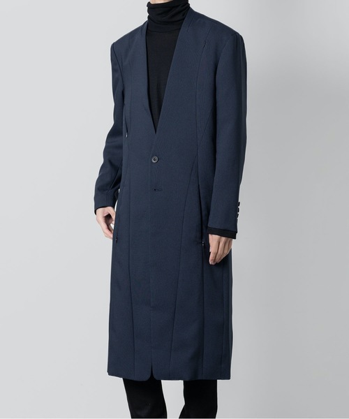 チェスターコート コート COLLARLESS COAT メンズの画像