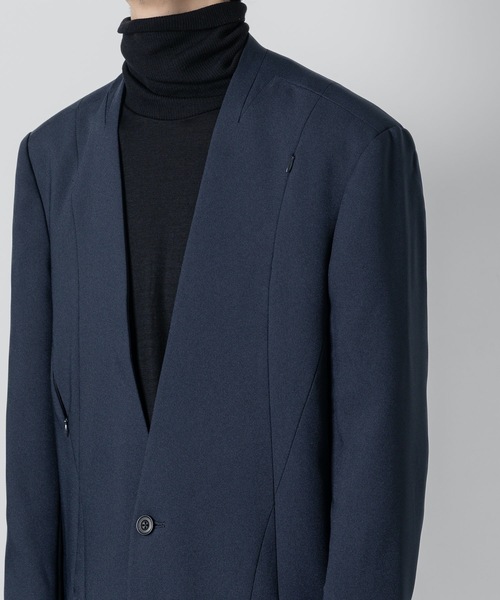 チェスターコート コート COLLARLESS COAT メンズの画像