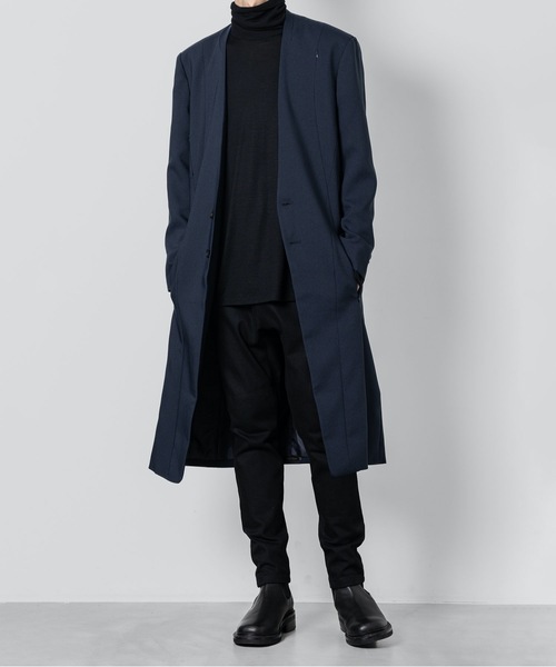 チェスターコート コート COLLARLESS COAT メンズの画像