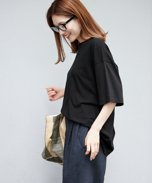 美品AITON エイトンFRESCA OVERSIZED T SHIRTネイビー FRAMeWORK tシャツ 「ATON/エイトン」60/FRESCA OVERSIZED T