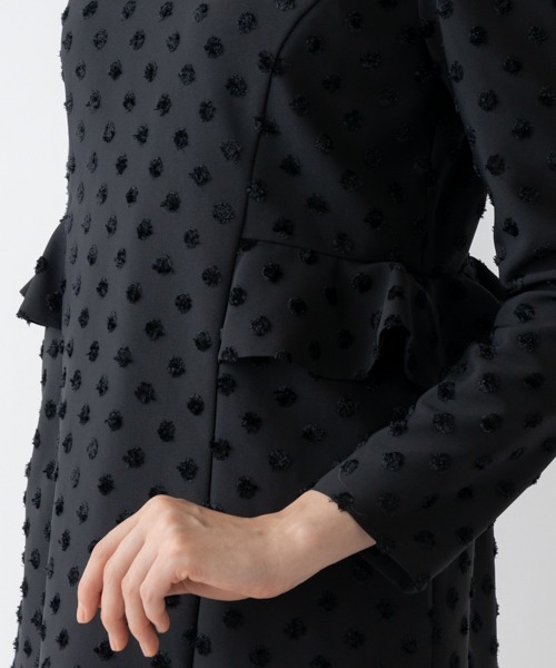 Sono（ソーノ） ワンピース 「SONO NAVY」−Dot Jacquard−ラッフル