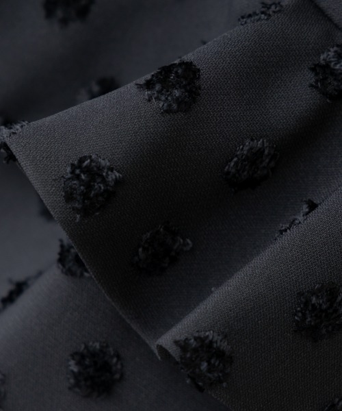 Sono（ソーノ） ワンピース 「SONO NAVY」−Dot Jacquard−ラッフル