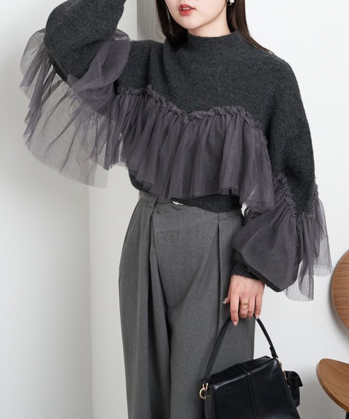 Chico ニット チュールビスチェ切替ニット レディース : ZOZOTOWN