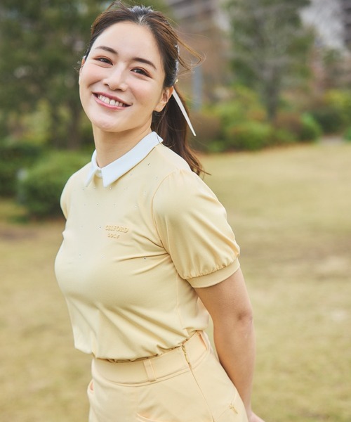 CELFORD tシャツ 「CELFORDGOLF」衿付きラインストーントップス