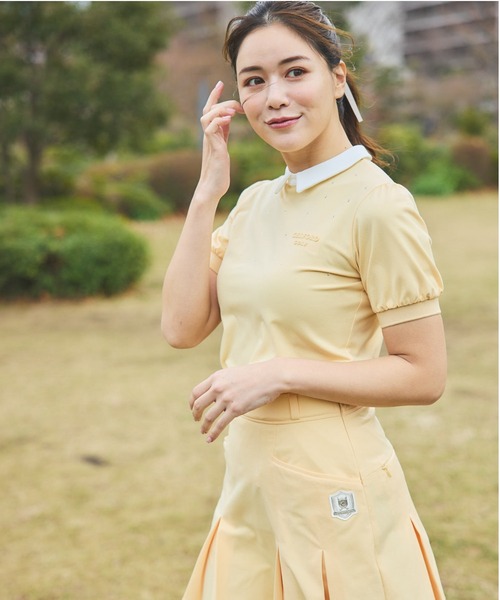 【CELFORD GOLF】衿付きラインストーントップス CELFORD GOLF】衿付きラインストーントップス（トップス