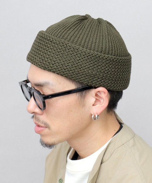 A.M.S. ニット帽 ニットキャップ 編み替え 綿麻（コットンリネン