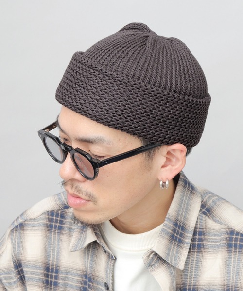 A.M.S. ニット帽 ニットキャップ 編み替え 綿麻（コットンリネン