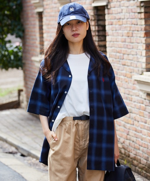unfil (アンフィル) washed brushed cotton band colloar shirt