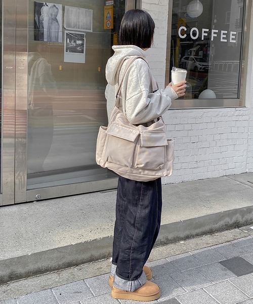 cream creme トートバッグ カーゴ ポケット キャンバス