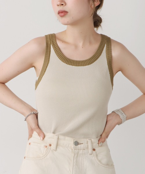 AO2 タンクトップ ノースリーブ Color Scheme Knitted Tank Top / 配色