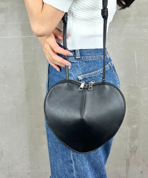 ショルダーバッグ バッグ 「ハートバッグ」フェイクレザー カラー 