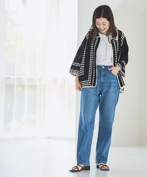 coen（コーエン） カーディガン クロシェ編みポロカーディガン