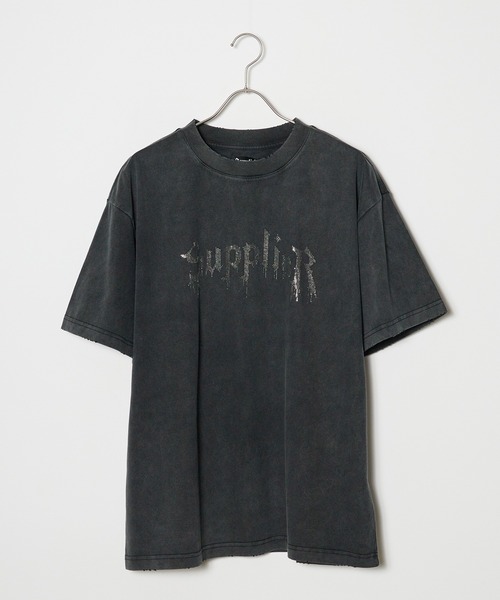 tシャツ SUPPLIER/サプライヤー Vintage Wash Rhinestone Iron Logo Tee 半袖Tシャツ レディース セール】SUPPLIER/サプライヤー Vintage Wash Rhinestone Iron