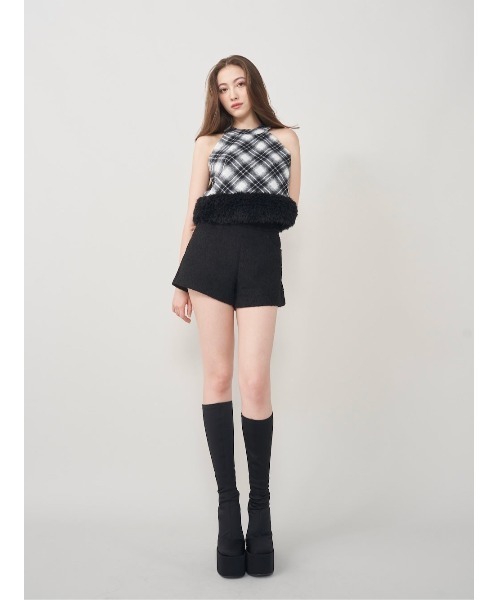 Darich ファーチェックドッキングトップス レディース