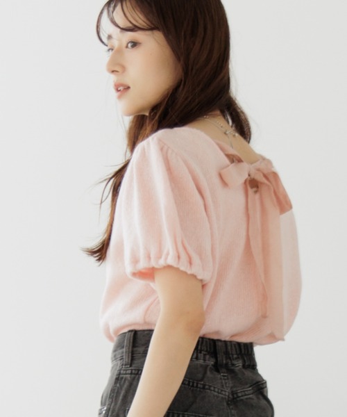 tシャツ リボンパフトップ レディース