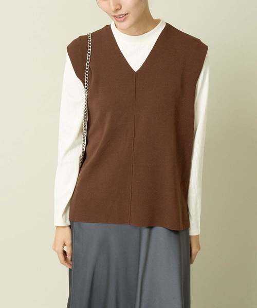 エストネーション 19AW カシミヤウール Vネックニット サイドスリット 38 エストネーション 19AW カシミヤウール Vネックニット サイド