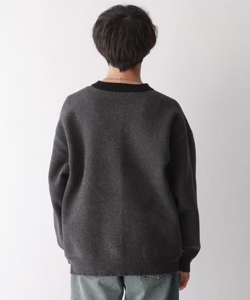 スコットネス グレー &黒カシミヤ100%リバーシブル クルーネック セーター RAGEBLUE（レイジブルー） セーター ニット Reversible high gauge