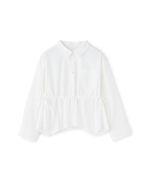 tシャツ アシメヘムウエストリボンシャツ「低身長・小柄女性