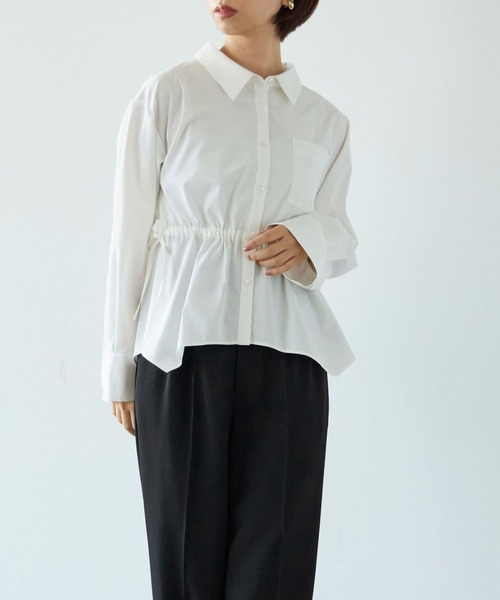 tシャツ アシメヘムウエストリボンシャツ「低身長・小柄女性」 レディース