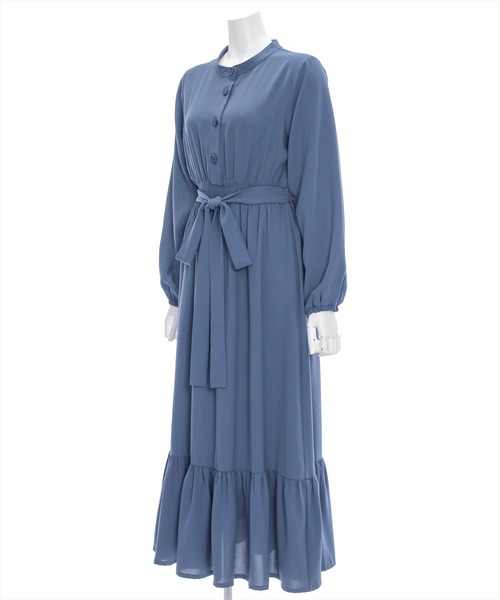 上品 リボンネック シースルー切替 スリム ワンピース★ 全2色 リリーオブバリー Lily of Valley 上品 きれいめ プリーツ