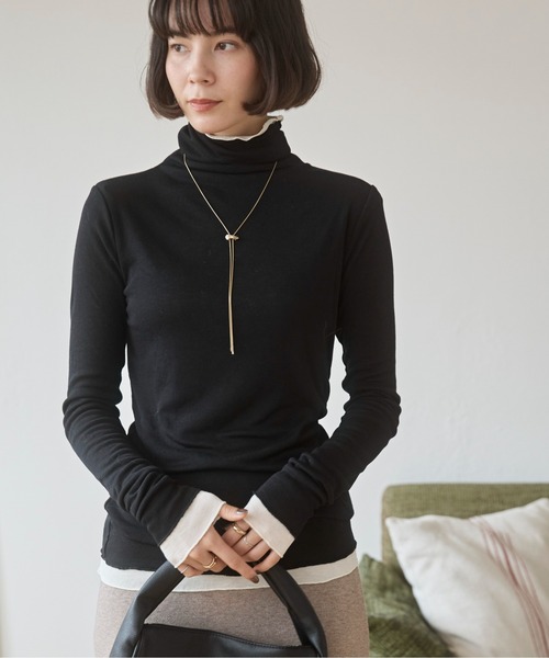 エーピーストゥディオ シアータートルネックブラウス カットソー 長袖 F 黒 DAY CLOSET ブラウス シャツ レディース シアータートルネック