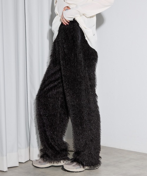 leimn ワイドパンツ パンツ ラメシャギーパンツ レディース : ZOZOTOWN