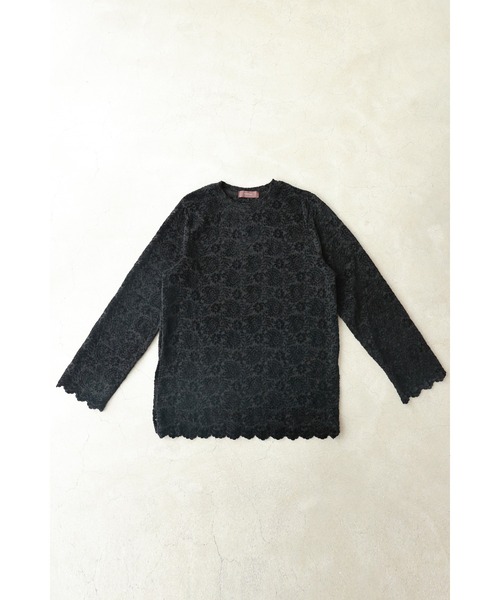 tシャツ （黒）ペイズリー柄浮かぶベロア風カットソートップス レディース cawaii tシャツ （黒）ペイズリー柄浮かぶベロア風カットソー